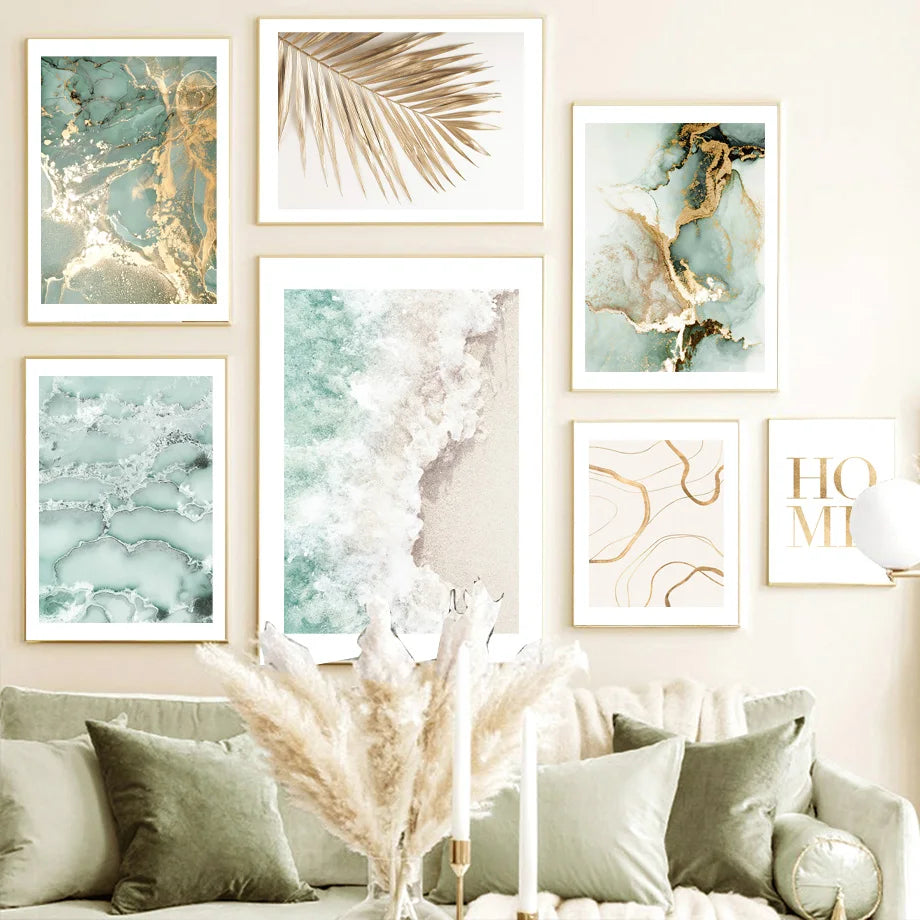 Gold Palm Abstract Wall Art Canvas