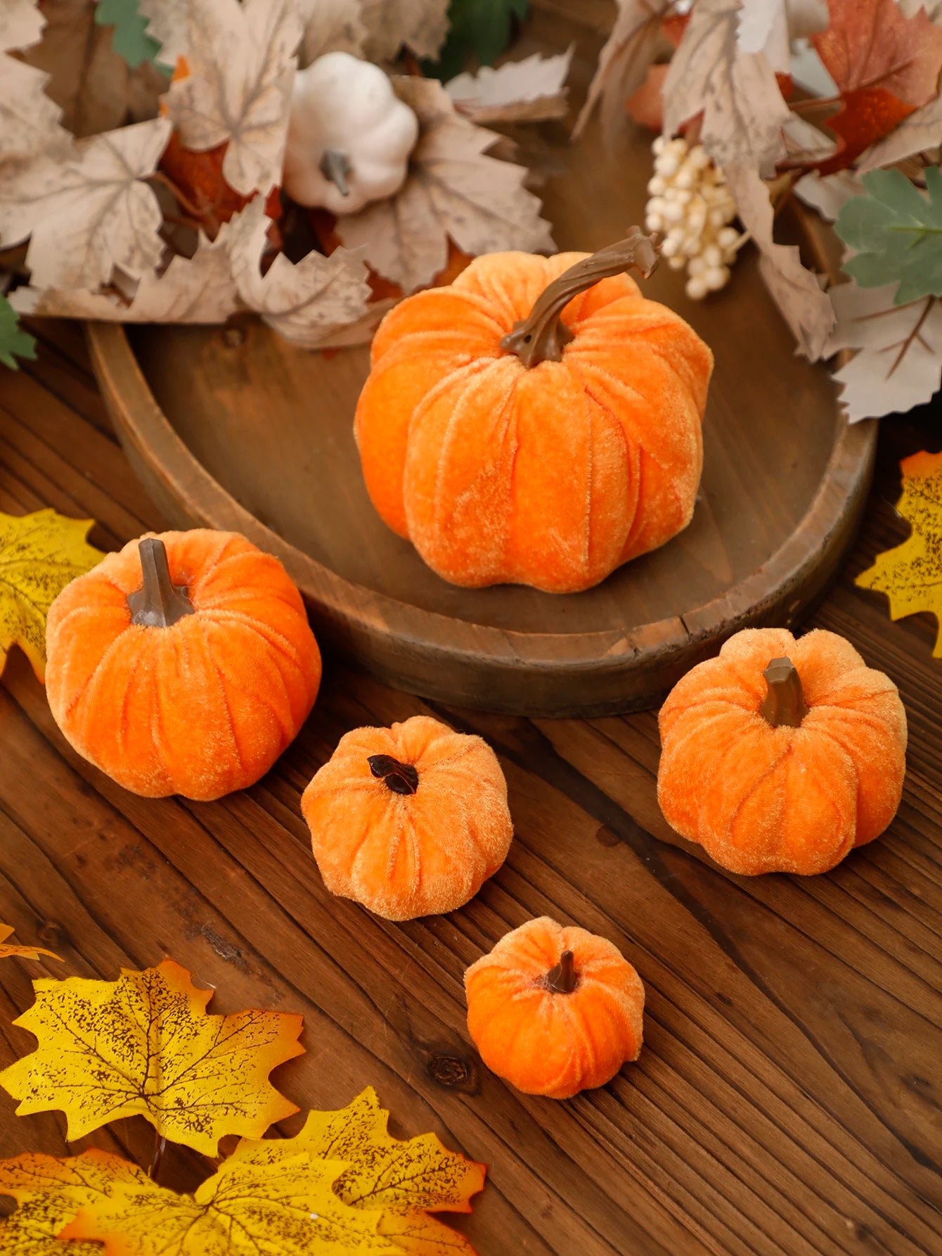 Velvet Red Pumpkin Decor – Fall & Halloween