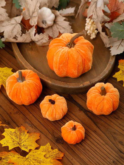Velvet Red Pumpkin Decor – Fall & Halloween