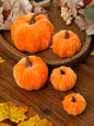Velvet Red Pumpkin Decor – Fall & Halloween