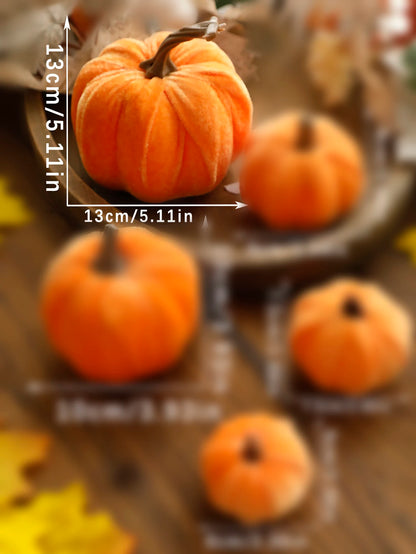 Velvet Red Pumpkin Decor – Fall & Halloween