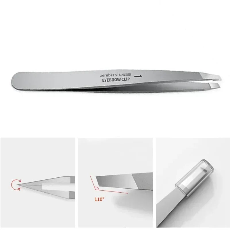 Stainless Oblique Eyebrow Tweezers