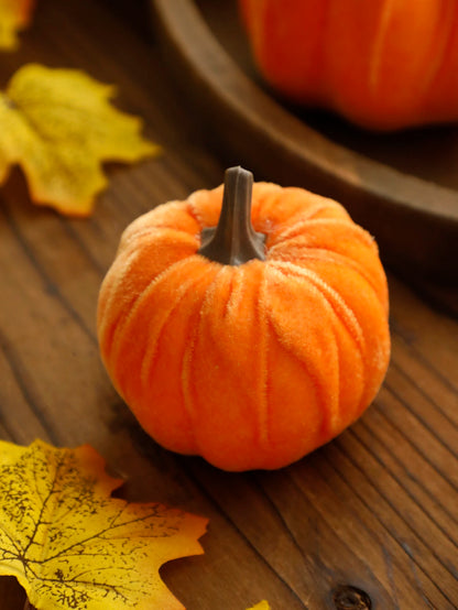 Velvet Red Pumpkin Decor – Fall & Halloween