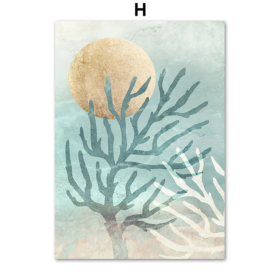 Gold Palm Abstract Wall Art Canvas